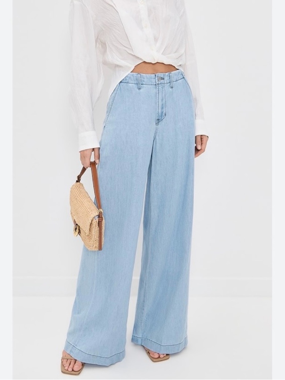 L’Agence Runa H/R Light Blue Wide-Leg Denim Pants Trouser size 23
